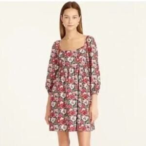 J. Crew Puff-Sleeve Mini Dress Liberty Poppy Amelie Floral Women's 8 Cottage